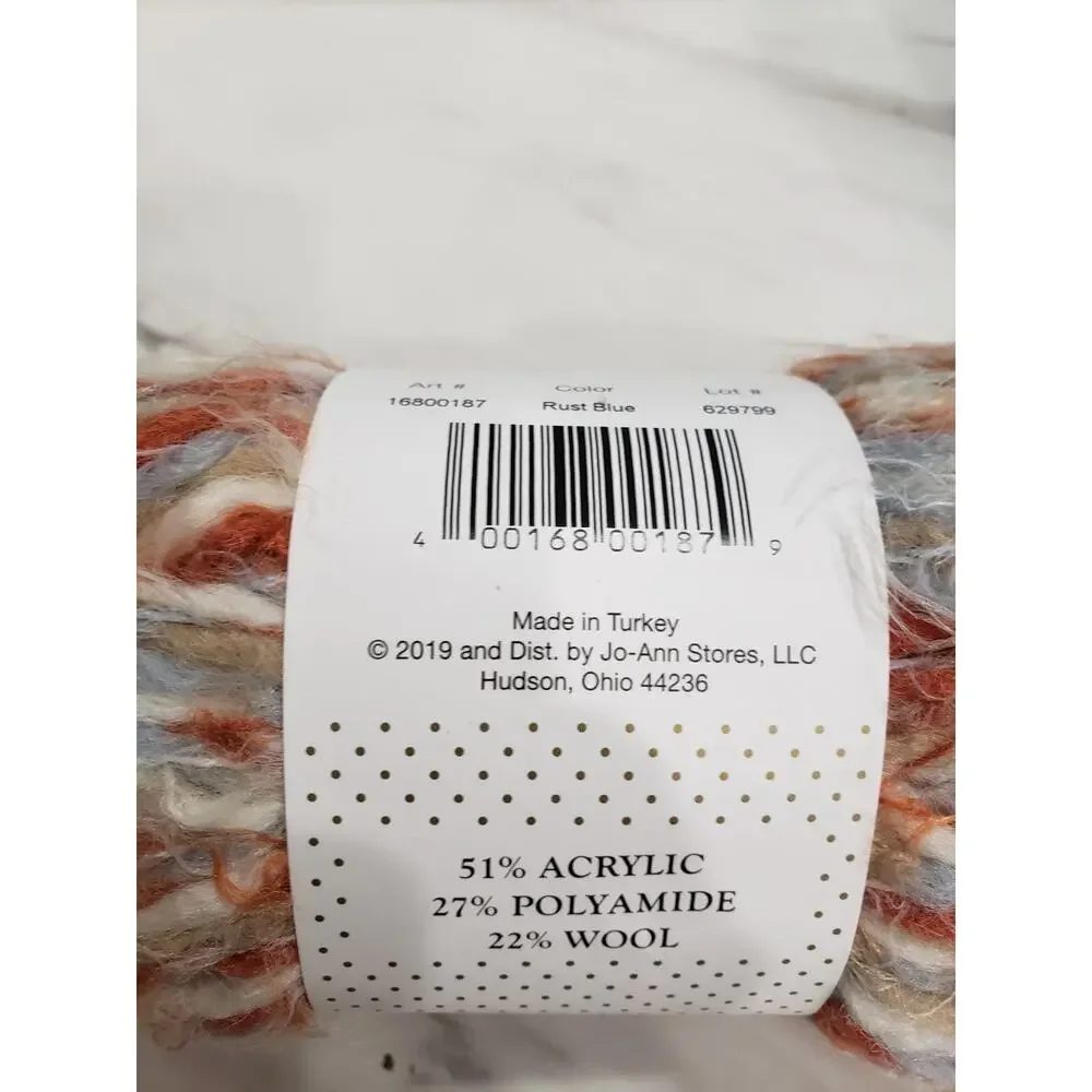 Lot 2 Buttercream Luxe Craft ANGEL‎ HAIR Yarn Blue Rust Butter Cream